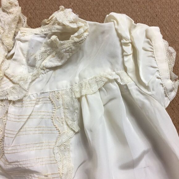 Baby Christening Set Dress Lined Coat Bow Vintage - Picture 4 of 8